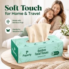 Paperly Bamboo Facial Tissue Box | 2 Ply | 100 Pulls per Box