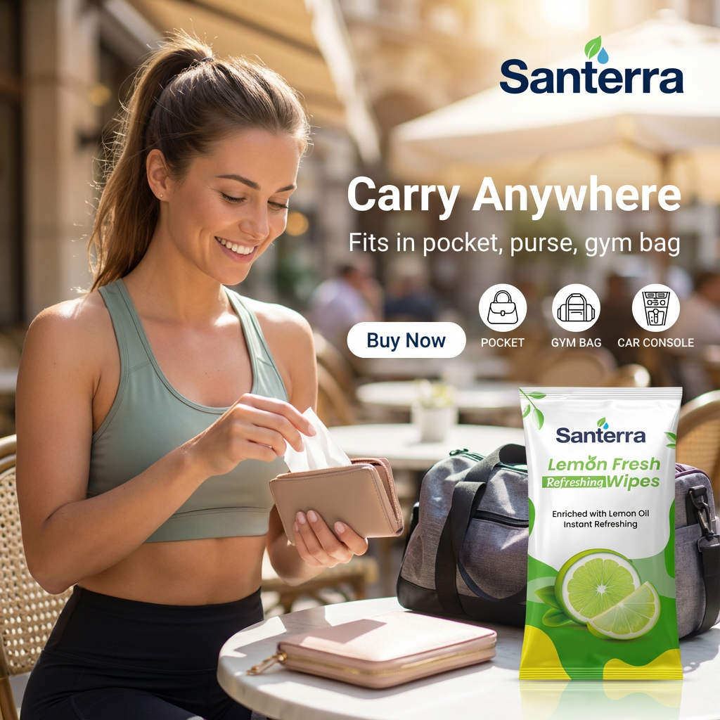 Santerra Instant Go Lemon & Mint Refreshing Wipes