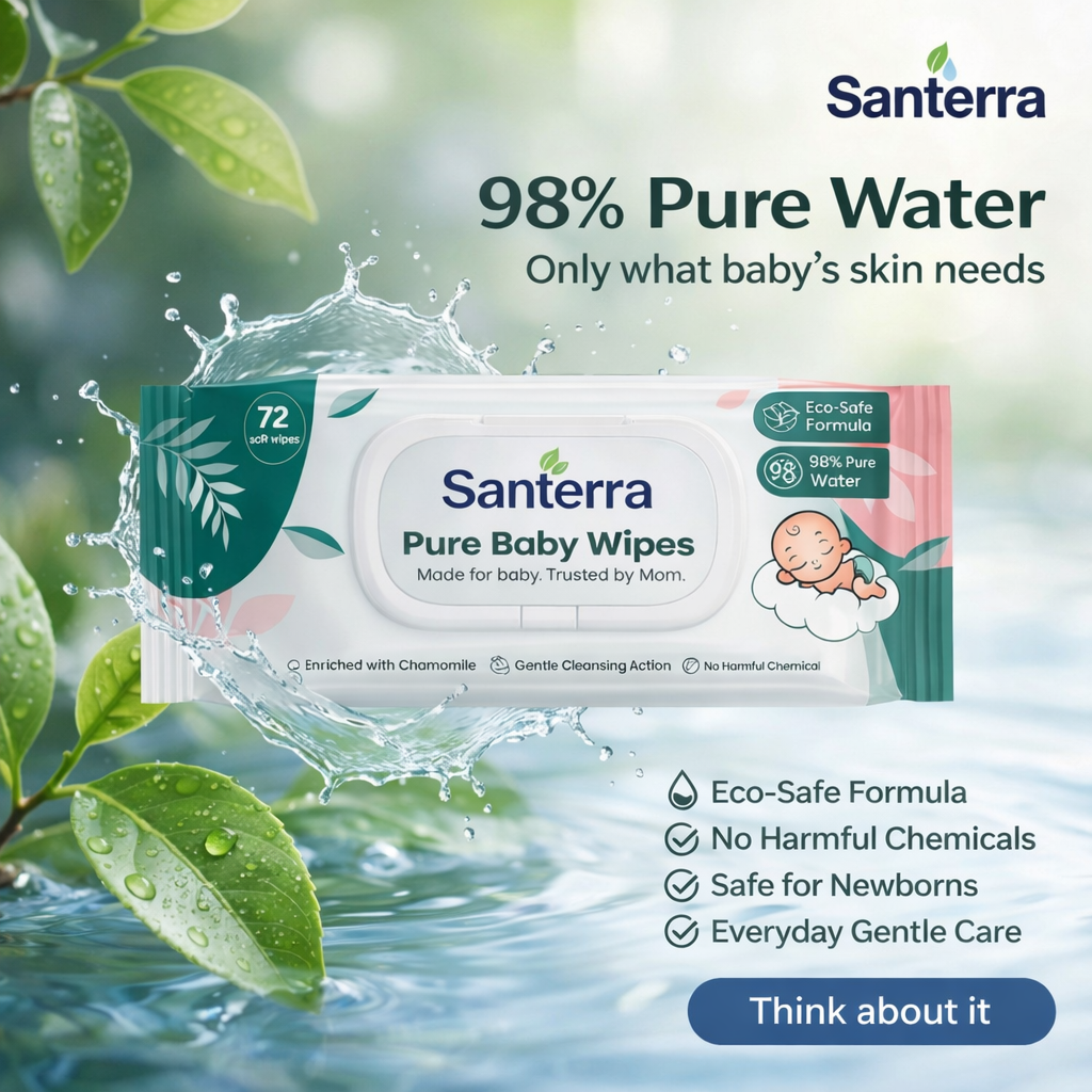 Santerra Pure Baby Wipes 72 Wipes