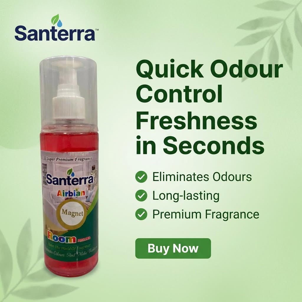Santerra Airbian Room Freshener Spray 200 ml | Instant Odour Control & Long Lasting Fragrance for Home, Office & Car