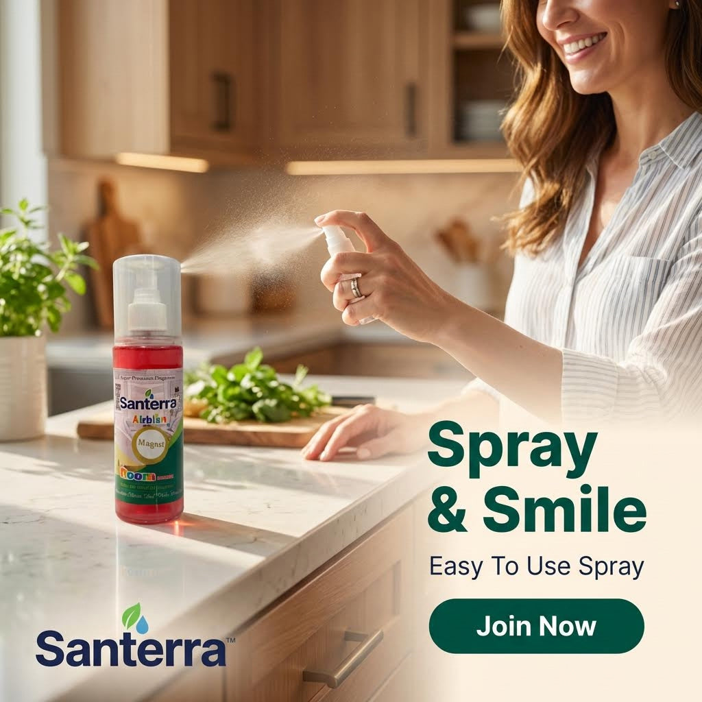 Santerra Airbian Room Freshener Spray 200 ml | Instant Odour Control & Long Lasting Fragrance for Home, Office & Car