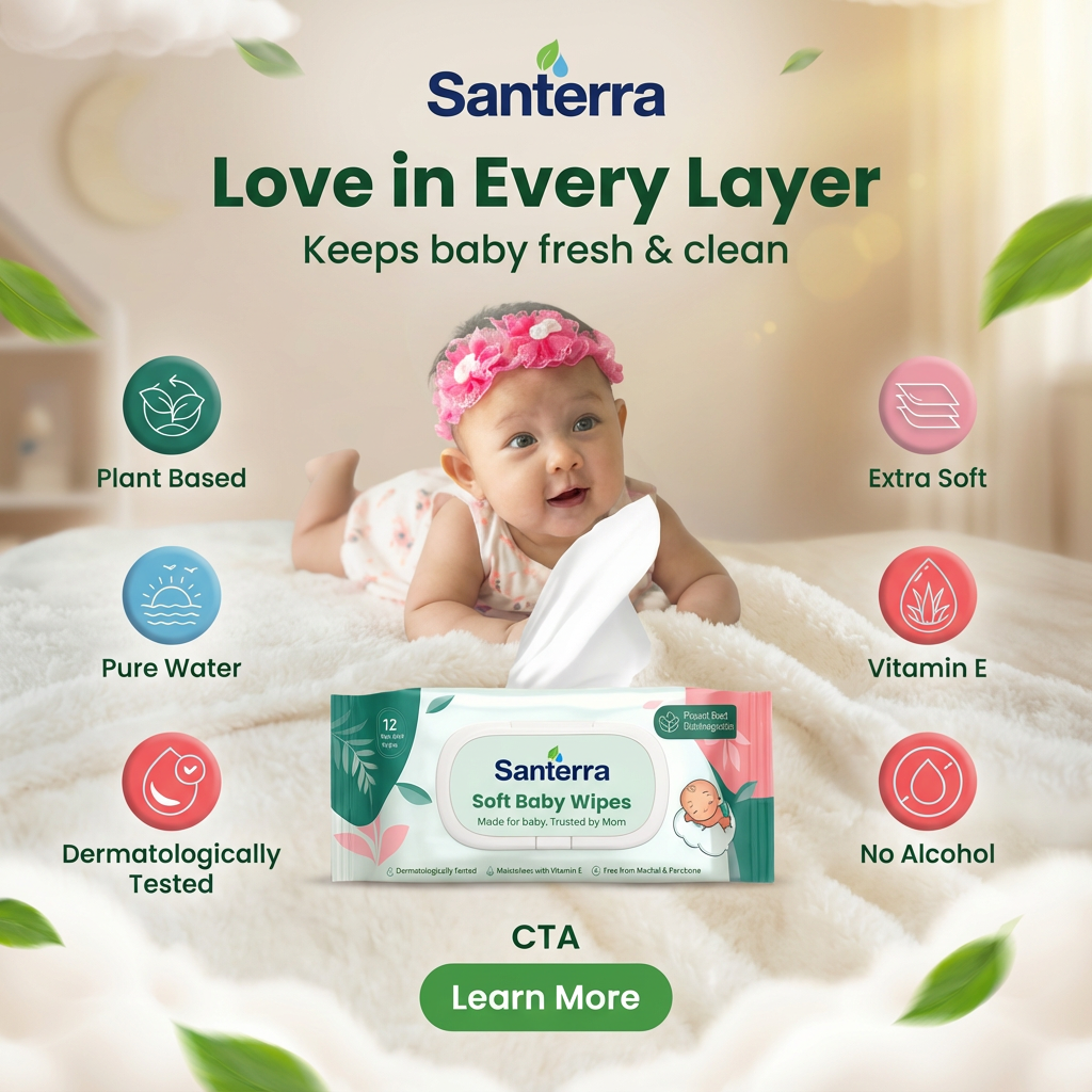 Santerra Soft Baby Wipes 72 Wipes