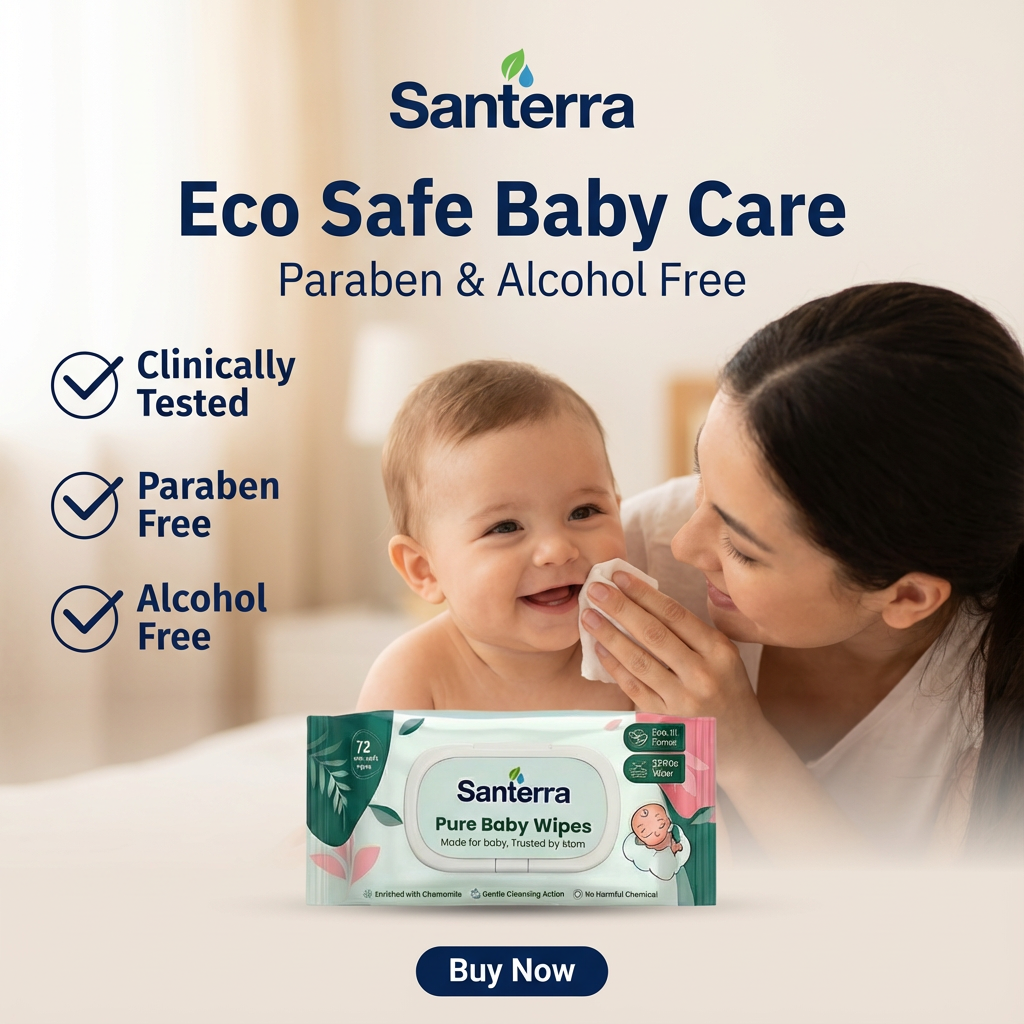 Santerra Pure Baby Wipes 72 Wipes