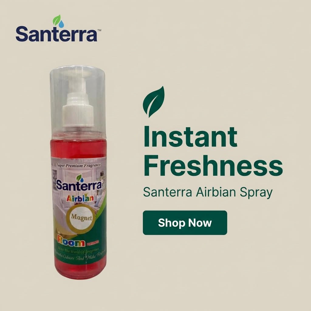 Santerra Airbian Room Freshener Spray 200 ml | Instant Odour Control & Long Lasting Fragrance for Home, Office & Car