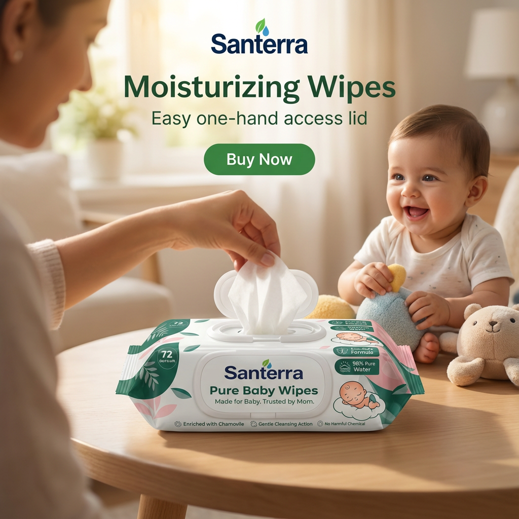 Santerra Pure Baby Wipes 72 Wipes