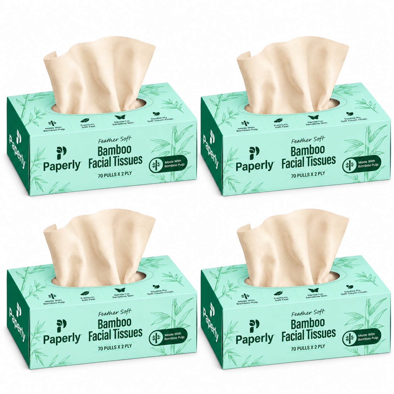 Paperly Bamboo Facial Tissue Box | 2 Ply | 100 Pulls per Box