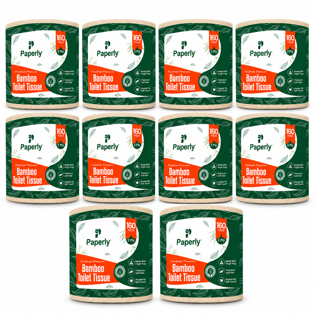 Paperly Bamboo Toilet Paper Rolls | 3 Ply | 200 Pulls per Roll