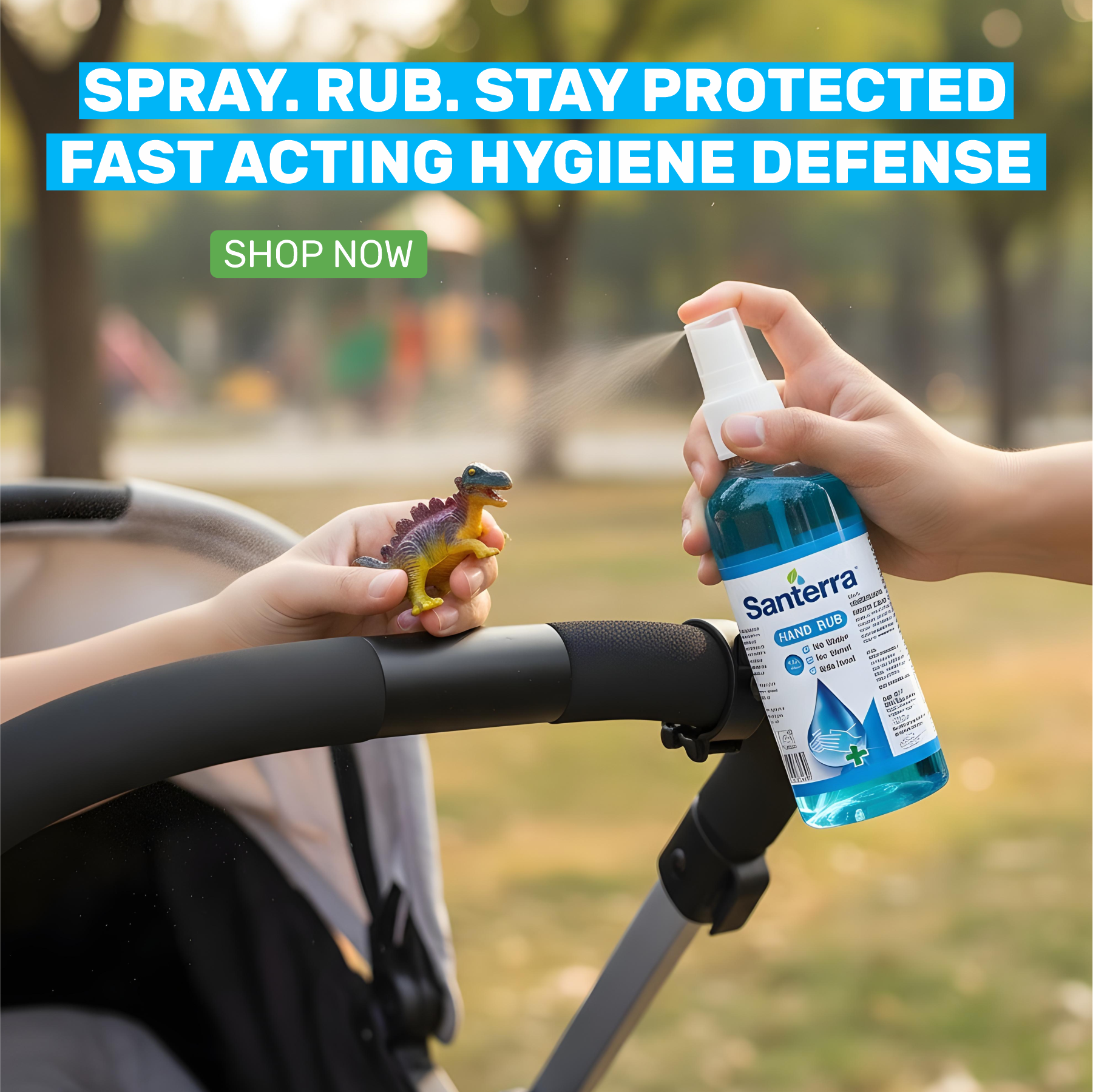 Santerra Hand Rub 70% Alcohol – Fast-Acting Hand Sanitizer | No Water Required