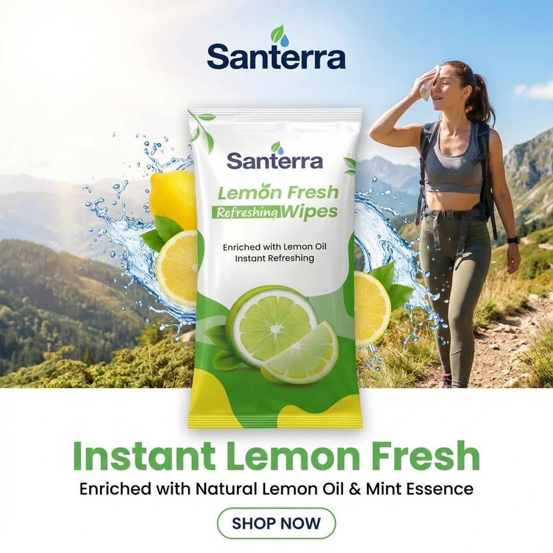 Santerra Instant Go Lemon & Mint Refreshing Wipes