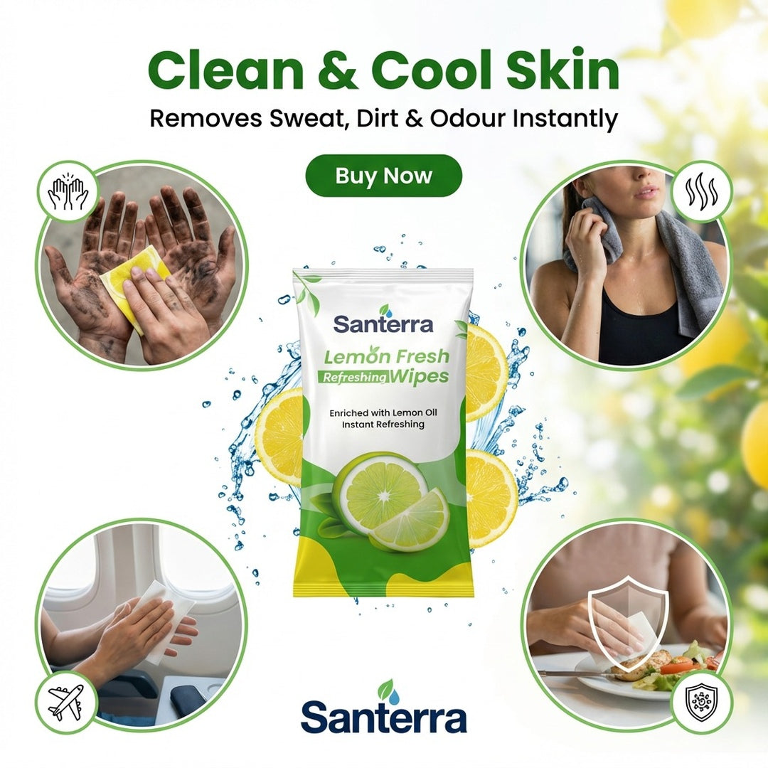 Santerra Instant Go Lemon & Mint Refreshing Wipes