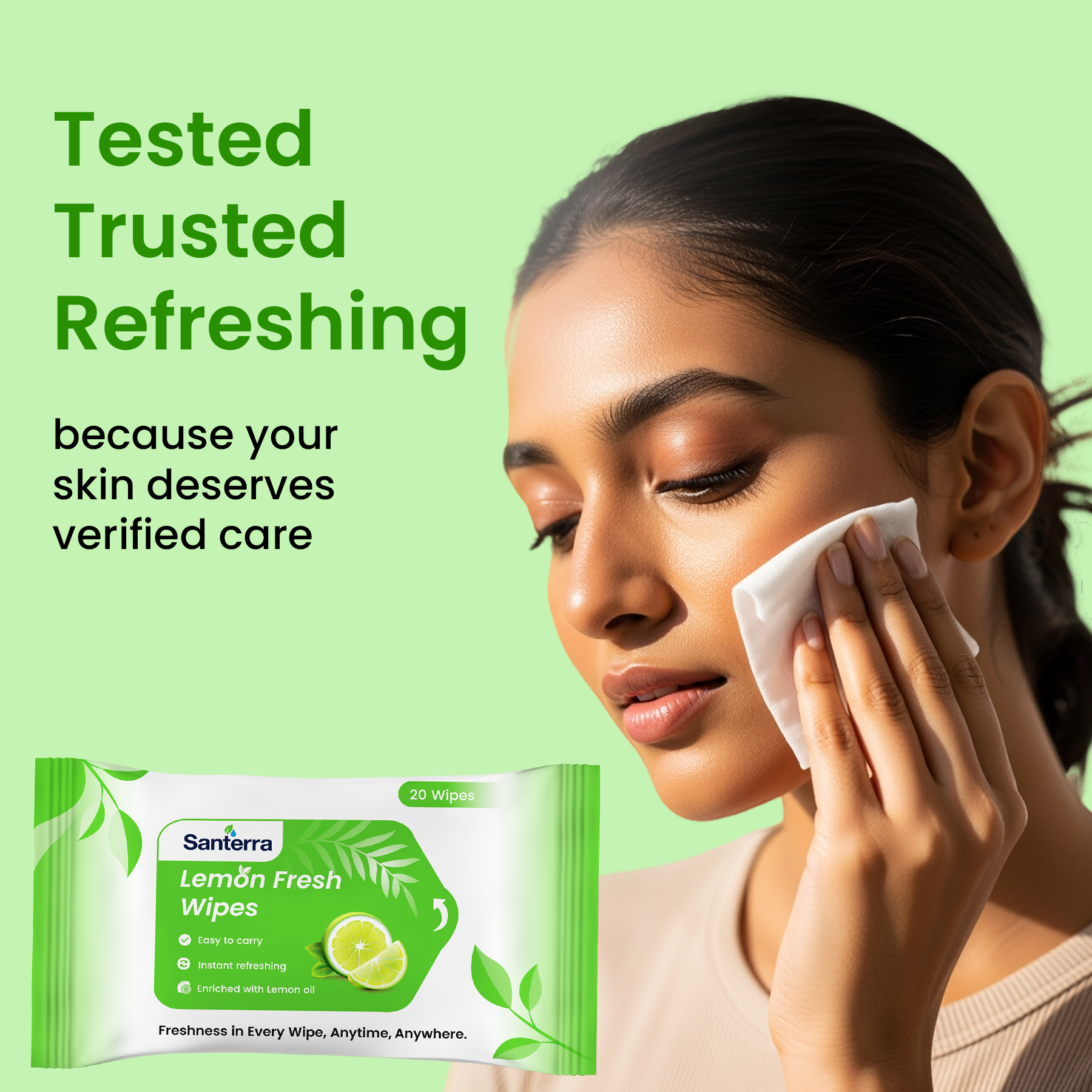 Santerra Lemon Refreshing Face Wipes 20 Wipes
