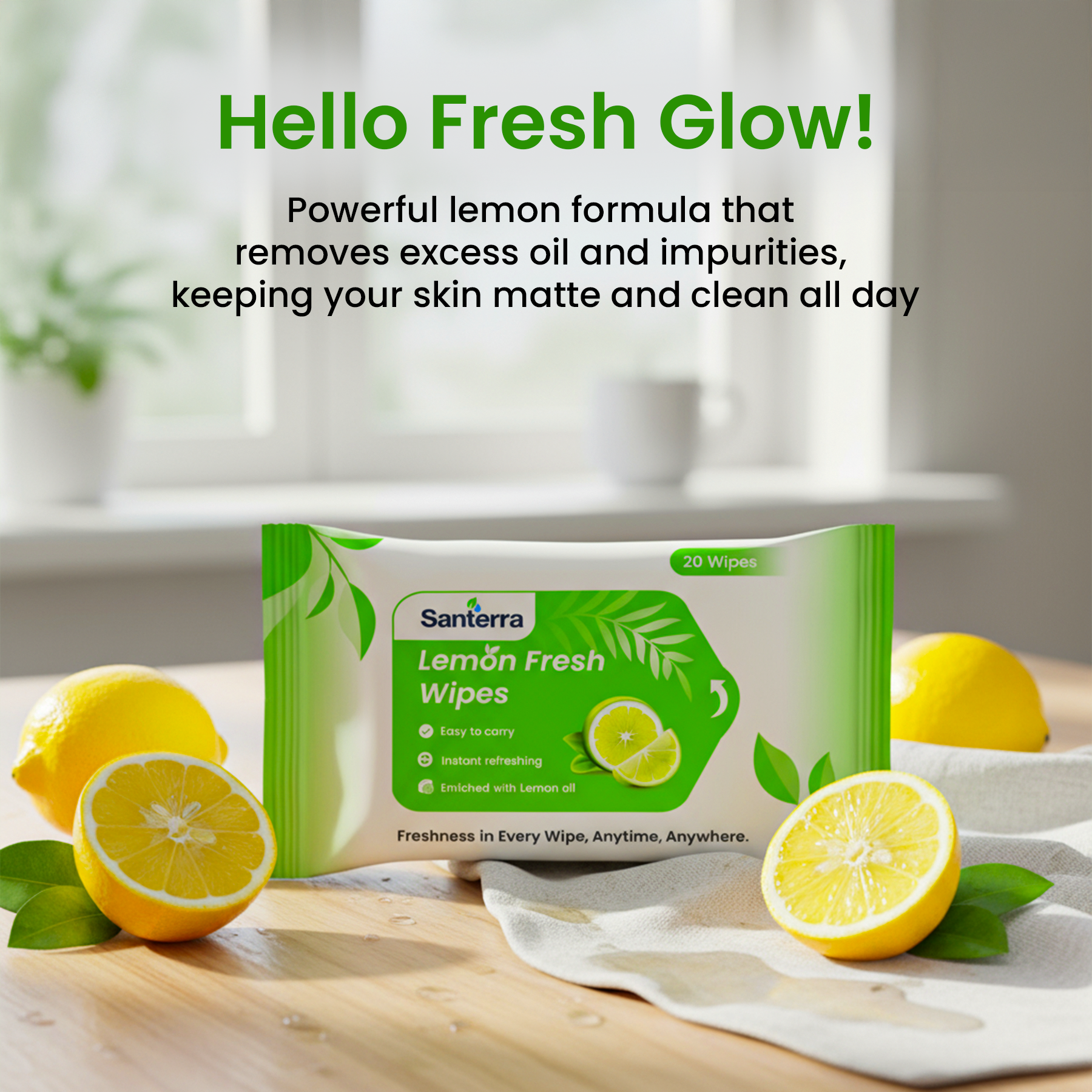 Refreshment Wipes Lemon-Pack of 20