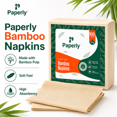 Paperly Bamboo Table Napkins | 2 Ply | 50 Pulls per Pack