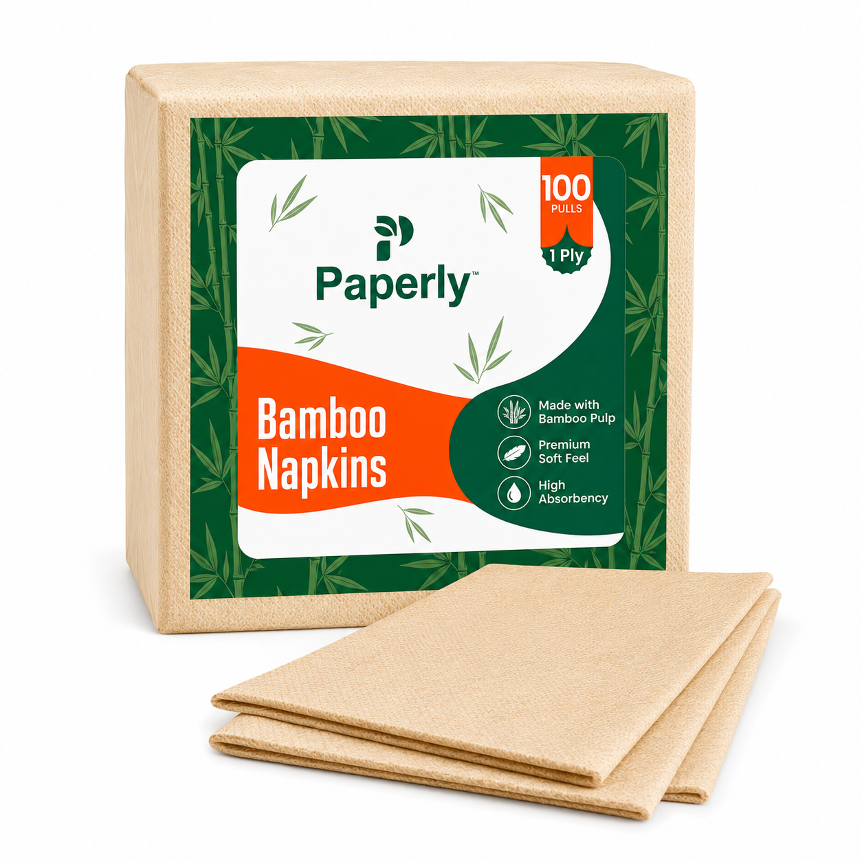 Paperly Bamboo Table Napkins | 2 Ply | 50 Pulls per Pack