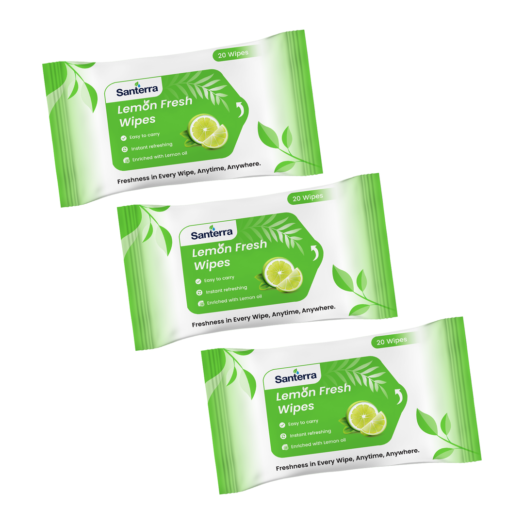 Santerra Lemon Refreshing Face Wipes 20 Wipes