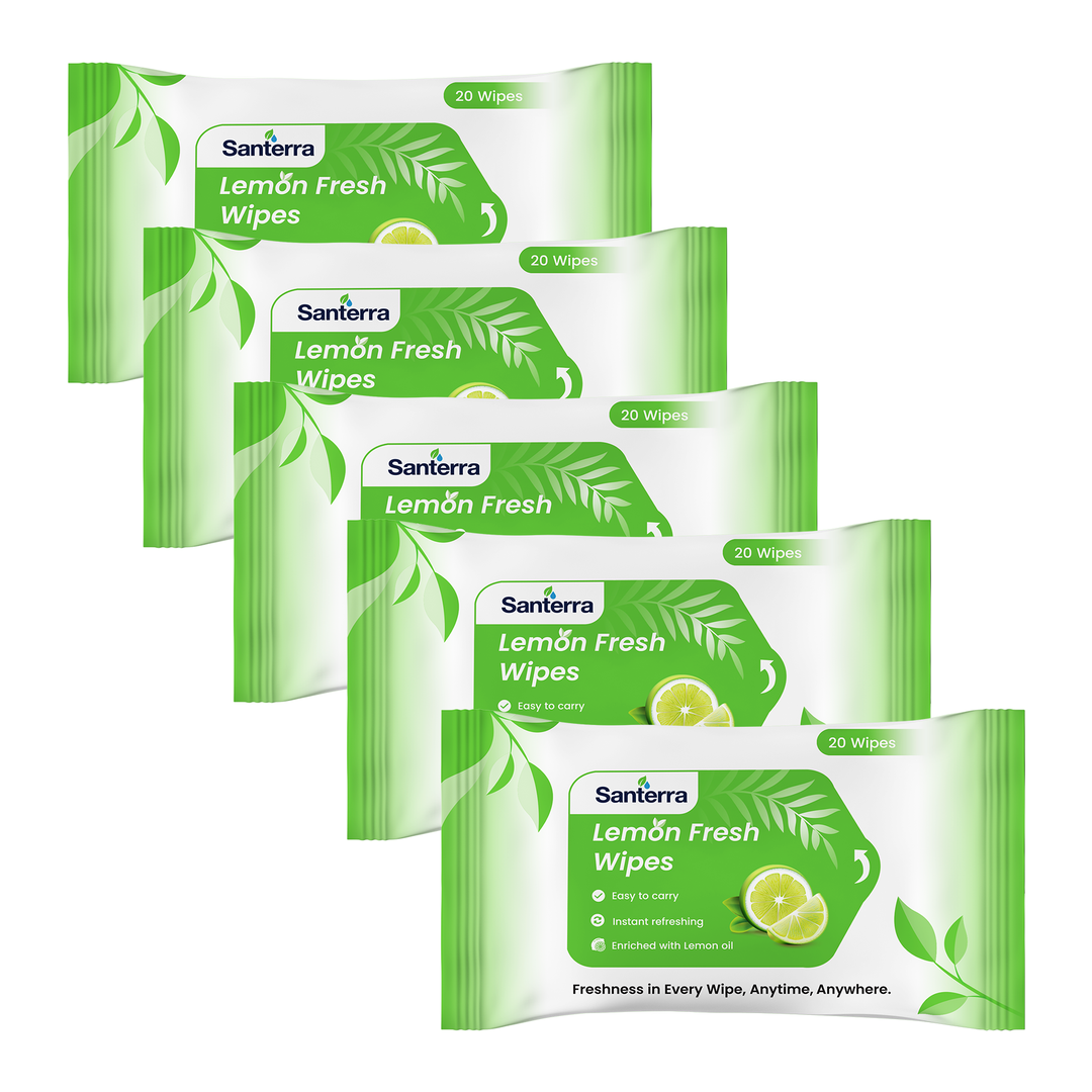 Santerra Lemon Refreshing Face Wipes 20 Wipes
