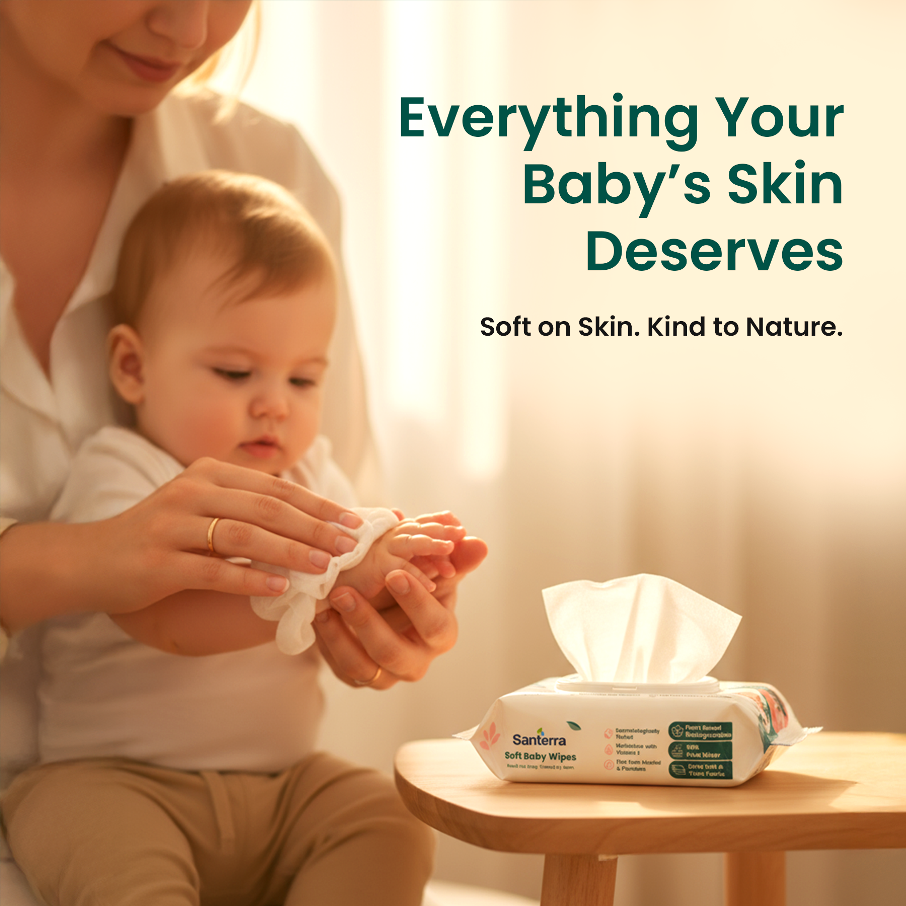 Santerra Soft Baby Wipes- Plant based