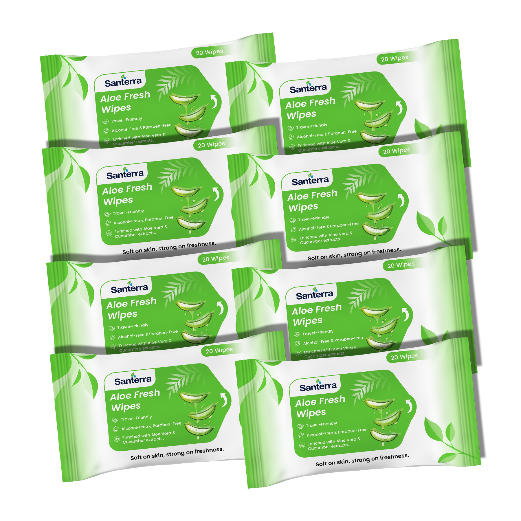 Santerra Aloe Vera & Mint Face Wipes 20 Wipes