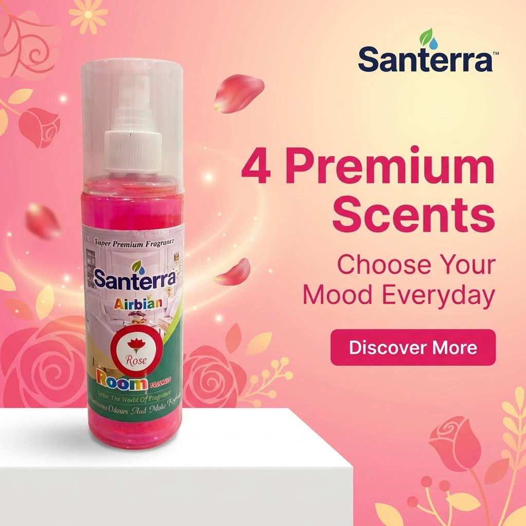 Santerra Airbian Room Freshener Spray 200 ml | Instant Odour Control & Long Lasting Fragrance for Home, Office & Car