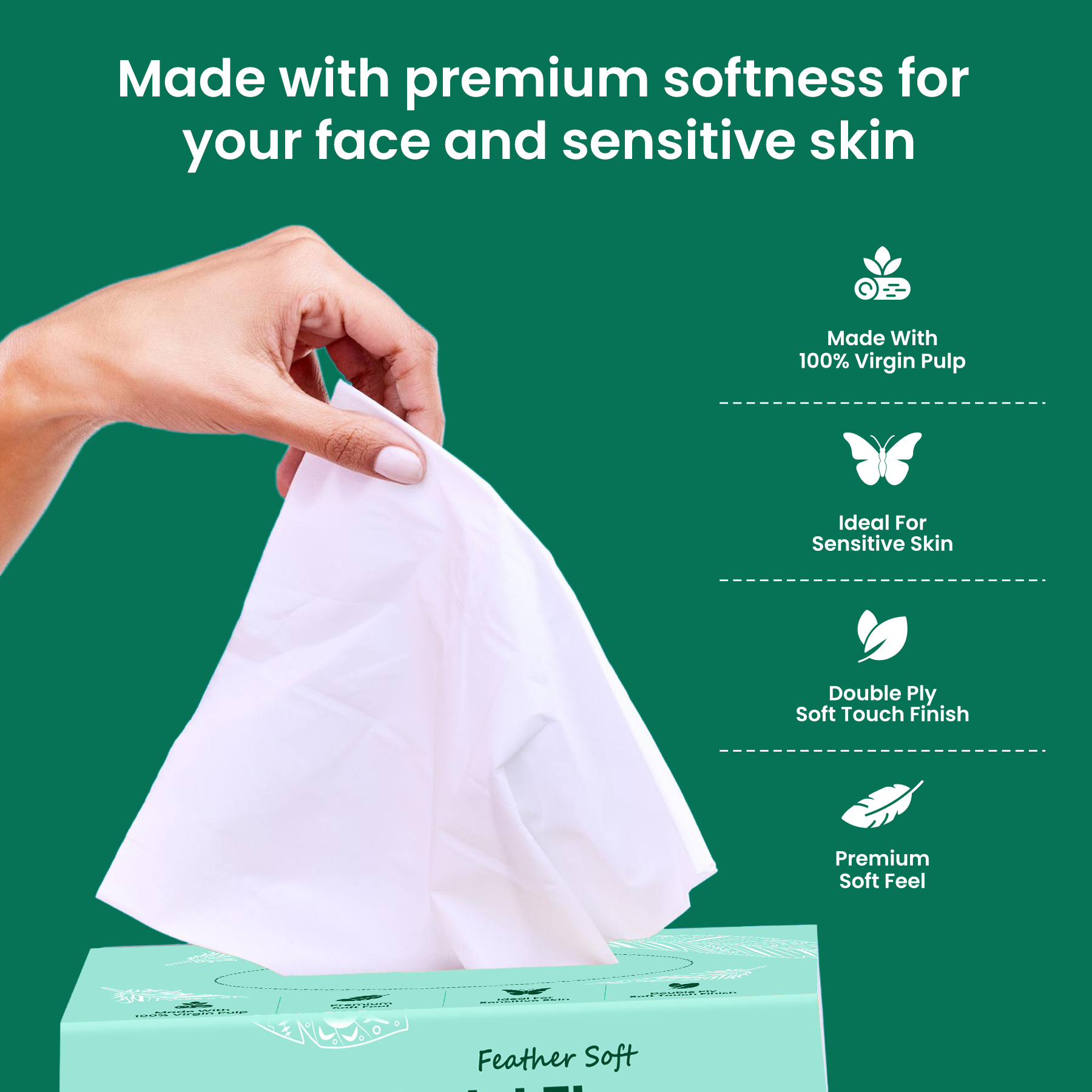 Paperly Feather Soft Facial Tissue Box 70 Pulls