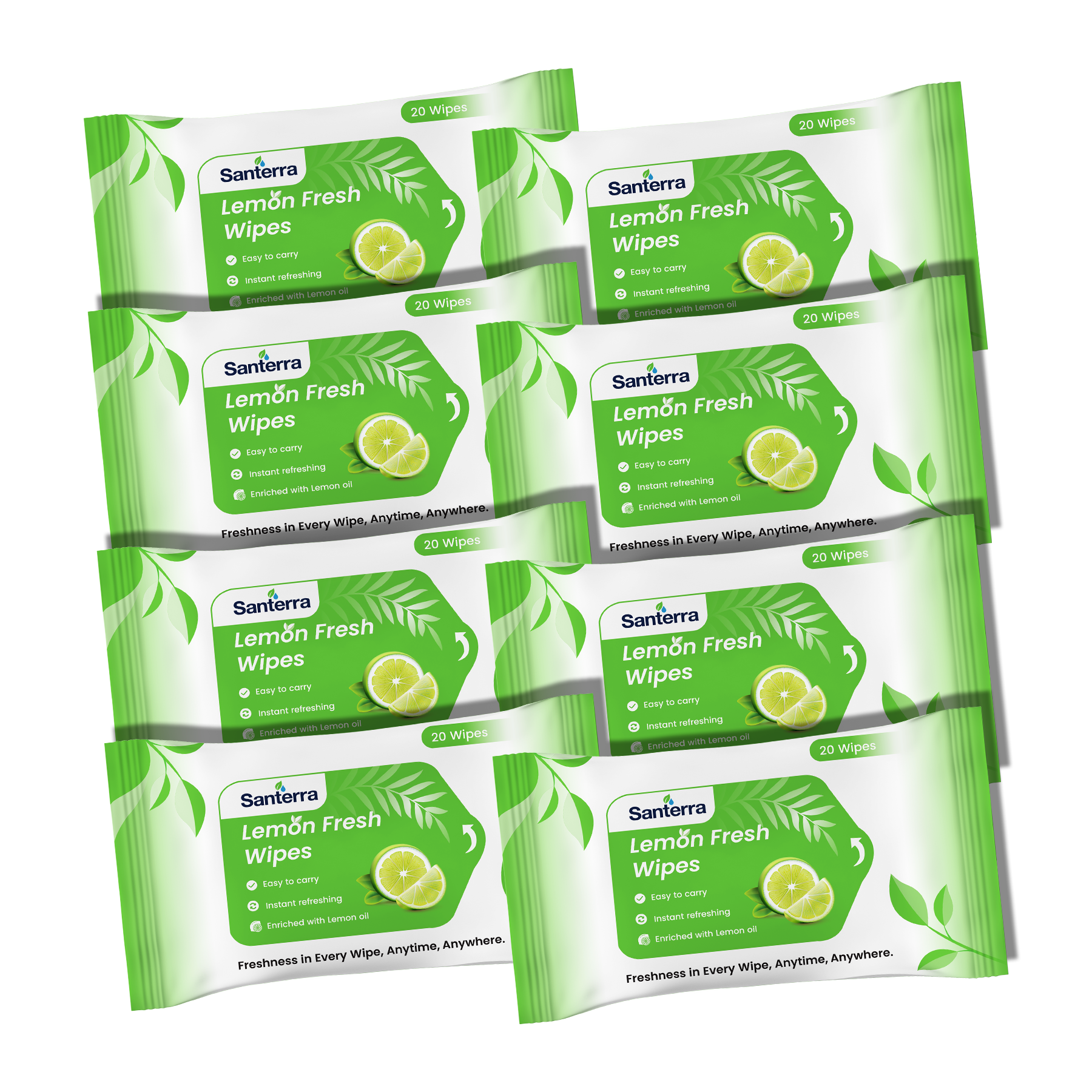 Santerra Lemon Refreshing Face Wipes 20 Wipes