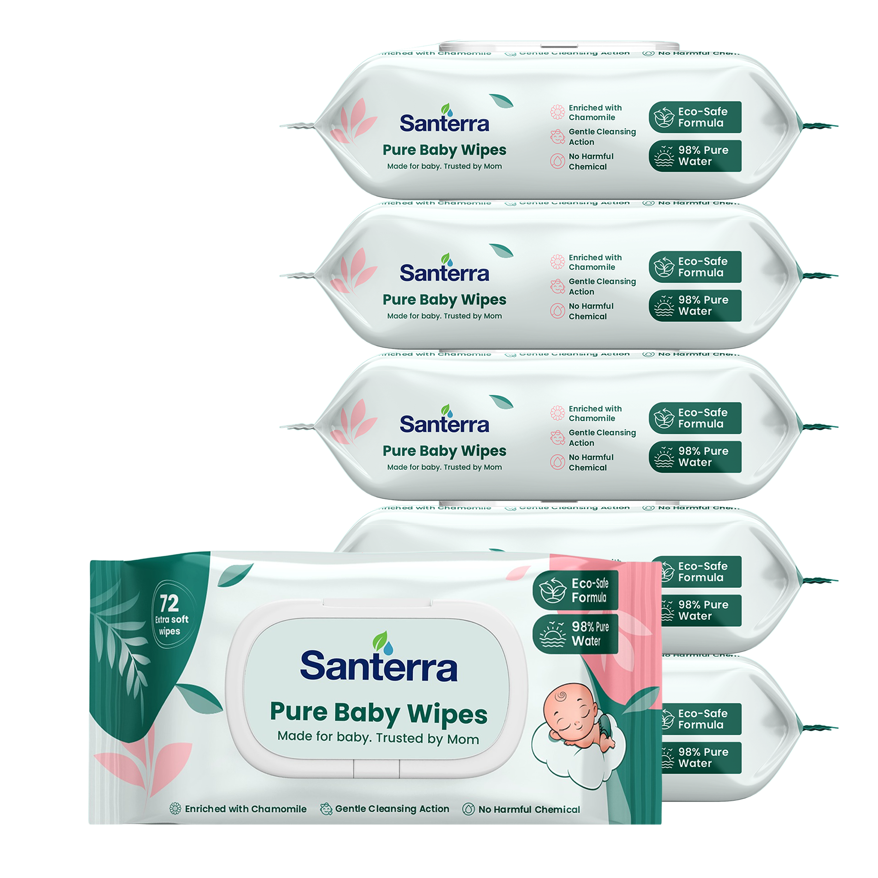 Santerra Pure Baby Wipes 72 Wipes